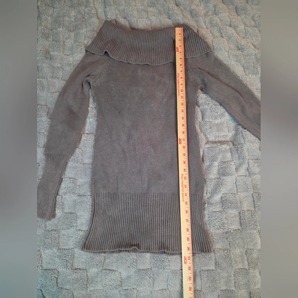 VTG Y2K Guess Charcoal Cowl Neck Sweater Dress Size Med. - Picture 9 of 11